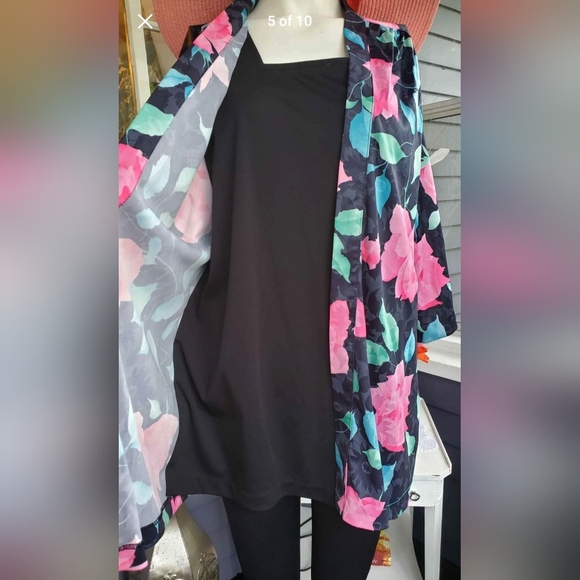 VTG 90s Top Notch Rose Floral Two Fer Tunic Top  Faux Layer Blouse Size 18 - Picture 4 of 8
